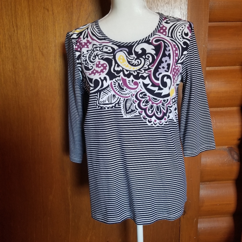 Christopher and Banks Pullover Shirt 3/4 Sleeves Az P/M